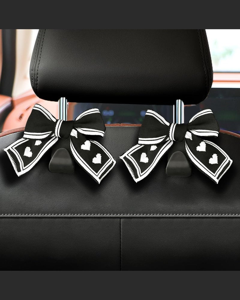 LIFOPY 2 Pack Car Purse Hooks, Cute Bow Car Seat Headrest Hook Hanger for Purses and Bags, Space-Saving Car Accessory (Flower) - Image 1